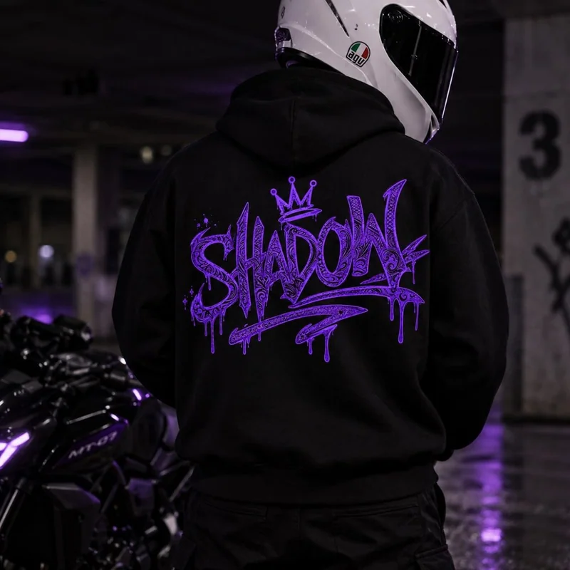 Felpa nera con la stampa Shadow sul retro
